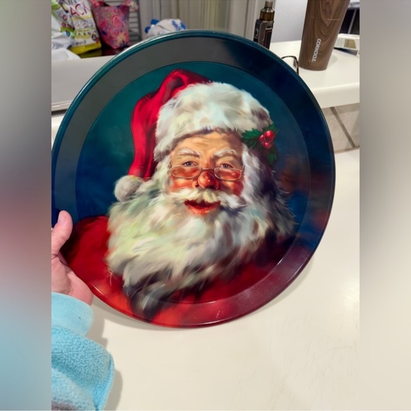BURTON + BURTON Acrylic Santa Claus Round Christmas Platter Plate Serving Tray - Picture 8 of 10